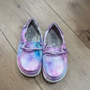 Hey Dude Kids Tie-Dye Sneakers in Purple and Blue
